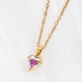 Collana a cuore dorata minimalista con ciondolo in cristallo sfaccettato iridescente - Colore Acciaio 45+5cm / Zircone Aurora Boreale