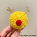 Cute plush reindeer Christmas brooch pin with golden antlers and a red nose accessory - Red Nose Reindeer