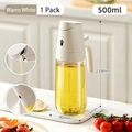 Warm grey 500ml glass oil sprayer and dispenser bottle for kitchen cooking uses - 500ml / Warm Gray White