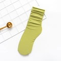 Avocado green ribbed crew socks for women featuring a stylish slouchy stacked design - One Size / Matcha Green
