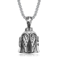 Silver eagle wings bell pendant with USA motif on round box chain necklace - Steel Color (with Box Chain)