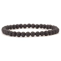 Minimalistisches Armband aus schwarzen Lavasteinen mit poröser Textur und elastischem Band - Lavastein