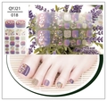 Detail view of purple and gold glitter toenail stickers with lavender floral background - QYJ21-018