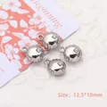 Detail of silver crown pendants with rhinestones, sized 12.5x10mm for DIY jewelry making - Round / Silver