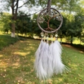 Handmade tree of life dreamcatcher pendant with natural stones and purple feathers - Labradorite
