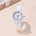 Orologio al quarzo minimalista in silicone bianco con quadrante a numeri arabi per studenti - Bianco