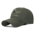 Cappellino in cotone verde militare con ricamo 3D lupo e stemma con ali - Regolabile / Verde Militare