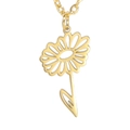 Minimalist 18k gold plated stainless steel daisy flower pendant necklace with cutout design - Gold Daisy