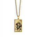 Strength tarot necklace in gold finish with rectangular stainless steel pendant chain - Strength / Gold