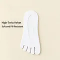 Men's invisible white five-finger boat socks made of soft velvet material - One Size / Solid White