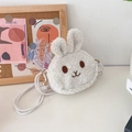 Cute white plush bunny crossbody bag for girls with soft ears and woven strap - White Rabbit