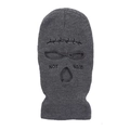 Grey 3-hole knitted balaclava ski mask with NOT NICE embroidery and barbed wire design - Heather Grey