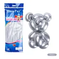 Metallisch silberne Modellierballons im 100er Set für DIY Skulpturen und Dekorationen - 100 Stk/Packung / Metallsilber
