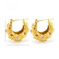 Orecchini a cerchio in acciaio placcato oro 18K con cristalli rosa e chiari - Placcato Oro 18K Intarsiato in Zirconia / Oro