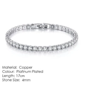 Classic silver-tone tennis bracelet with 4mm round cubic zirconia in platinum plated finish - 4mm Platinum 17cm