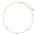 Elegante collar de acero inoxidable chapado en oro de 18K con tres colgantes de circonita - Tres Circonitas Claras Cuadradas (SN21062102W)