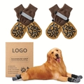 Waterproof non-slip brown dog socks with reflective velcro straps and grip soles - XS / Dark Brown Caterpillar