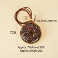 7cm chocolate donut charm with colorful sprinkles, handmade tag, and brown suede cord - Brown