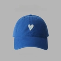 Navy blue cotton baseball cap featuring floral heart embroidery on a vintage soft top - 55-59CM / Sapphire Blue
