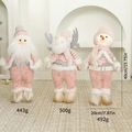 Ensemble de gnomes de Noël roses et blancs avec Père Noël, renne et bonhomme de neige - Ensemble Famille Bonhomme de Neige Rose