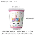 Bicchieri di carta usa e getta 9oz unicorno con fiori per decorazioni compleanno bimbi - Bicchiere di carta