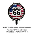 18-inch Route 66 round foil balloon with US flag design for racing theme party decor - Matte 18-inch Round Balloon (Route 66)