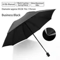 Business black 8-rib manual folding umbrella with UV protection black coating - 8-Rib Manual Black Glue / Business Black