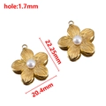 Ciondolo a cuore floreale dorato con perla e dimensioni per creazione gioielli - Fiore 20,4*22,25mm - Oro 【2 Pezzi/Confezione】