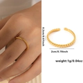 Golden titanium steel open ring with twisted rope texture and 0.2cm width detail - Gold 21