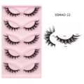Cat eye faux mink eyelashes 3DMAO-22 with 5 pairs in pink tray and size detail - 3DMAO-22