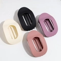 Flat oval hair claw clips in matte cream, black, pink and purple colors - Matte Black/White/Dark Pink/Purple