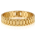 Bracciale da uomo in acciaio inossidabile dorato a maglie larghe con chiusura pieghevole - Larghezza 15mm / Oro