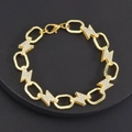 Bracciale a catena con fulmini dorati e cristalli lucenti su base nera tonda - Bracciale 18cm / Oro