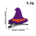 Purple wizard hat Halloween hair clip with orange belt decoration and size dimensions - Purple Hat / Purple/Orange