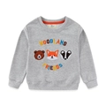 Felpa grigio chiaro da bambino in cotone con ricami animali del bosco e girocollo - 2T / Grigio chiaro
