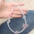 Pink and clear beaded phone strap with heart, flower, and bow charms for women - Clear Bead Pink Bear