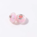 Pink resin faceted large hole bead with colorful laser pattern and metal core for DIY bracelets - Pink