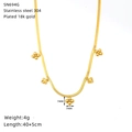Detail of 18K gold plated clover pendants on a 304 stainless steel snake chain - Four-leaf Clover Style (SN694G)
