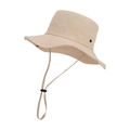 Beige outdoor sun hat with wide brim and adjustable chin strap for hiking or fishing - Khaki (9255)