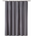 Waterproof solid gray polyester shower curtain with metal grommets hanging on a rod - 90x180cm / Gray