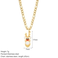 Golden stainless steel necklace featuring a festive reindeer pendant with a 45cm chain link - Fawn (G19)