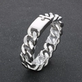 Bracciale a catena cubana da 20mm in acciaio inossidabile argento con chiusura a scatto - Tono Argento Lucido (KB40303-D)