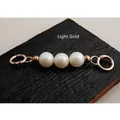 Light gold extension chain with large white pearls and metal rings for handbags - Pearl Extension Chain (Light Gold)