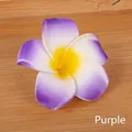 Macro shot of purple and yellow gradient EVA foam Hawaiian plumeria flower detail - 7cm with Clip approx 2.6g / Violet