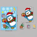 Christmas penguin window sticker set with gift boxes and snowflakes dimensions 20x30cm - BQ306 Little Penguin