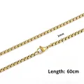 Golden stainless steel 2mm box chain necklace with lobster clasp, 60cm length - 2MM Width / 60CM Length / Gold
