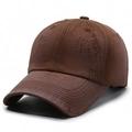 Casquette de baseball marron délavée en coton avec détails usés pour un style streetwear - Réglable / café