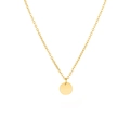 Collana minimalista in acciaio inossidabile dorato con ciondolo tondo su sfondo bianco - Oro