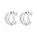 Polierte silberne Edelstahl-Creolen im dreifachen geometrischen Design für Damen - Drei Linien Glatt / 2.0*18mm / Stahlfarbe