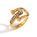 Anello aperto asimmetrico placcato oro 18 carati con cristalli incastonati da donna - Anello Aperto Fibbia Asimmetrica Strass / Oro